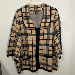 DESIGNERS ORIGINALS Black & Tan Knit Cardigan with Buttons